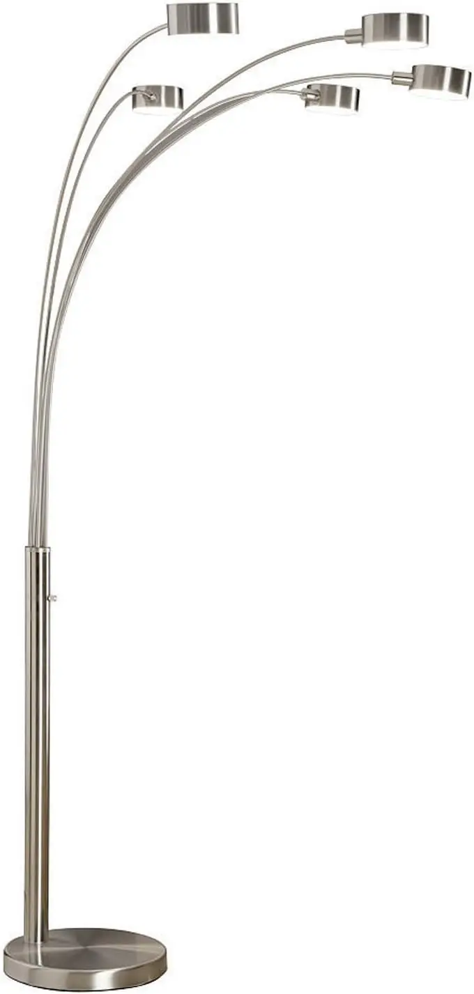 Micah - 5 Arc Floor Lamp W/Dimmer Switch, 360 Degree Rotatable Shades - Bright & Attractive, Brushed Steel