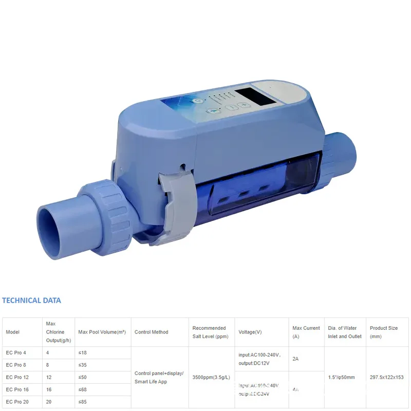 Salt chlorinator controlled by mobile APP