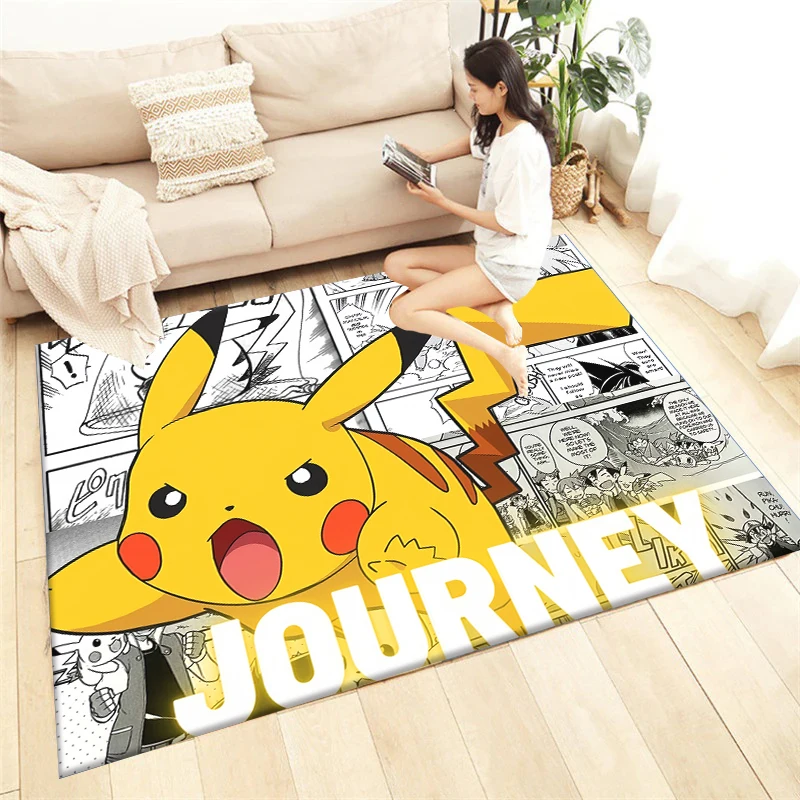 Pokemon Pikachu Cartoon Rug HD Printed Carpet Living Room Home Gift Decor Sofa Table Rug Non-slip Chair Lounge Mat Picnic Camp