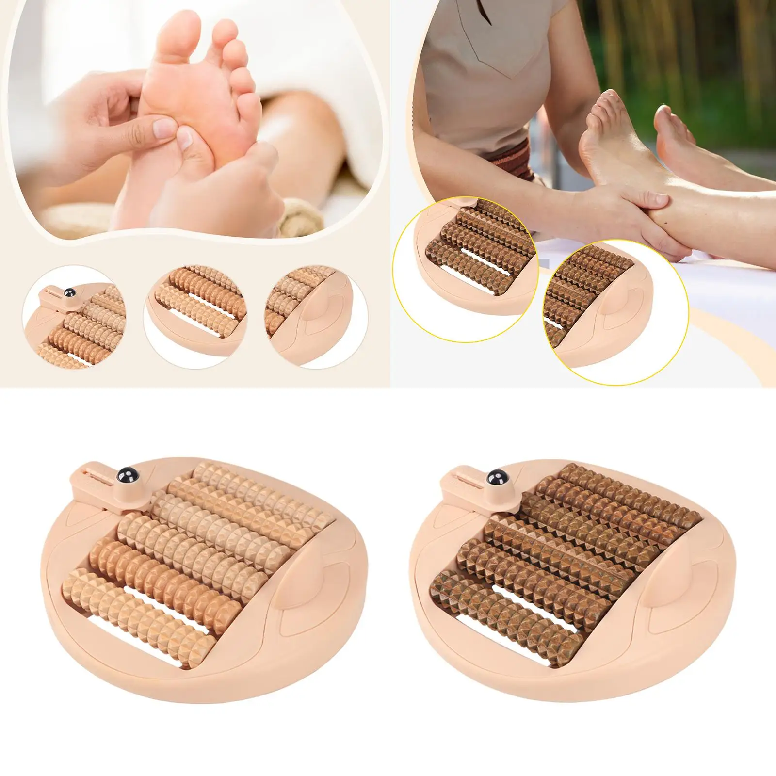 

Wooden Foot Massager Roller Versatile Anti Slip Base during Watching TV, in Office at Home, Office, Outdoor Ornament Accessories