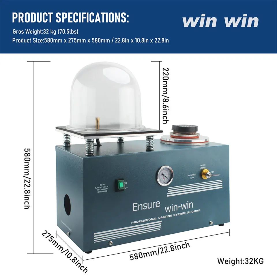 110V/220V 2L Metal Jewelry Vacuum Casting Machine De ntal Laboratory Casting Equipment Essential Tool For Jewelry Creation