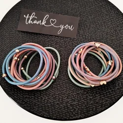 High elasticity geometric hair rope simple temperament tied hair loop 10pc Spring Colorful Heart Elastic Hair Bands