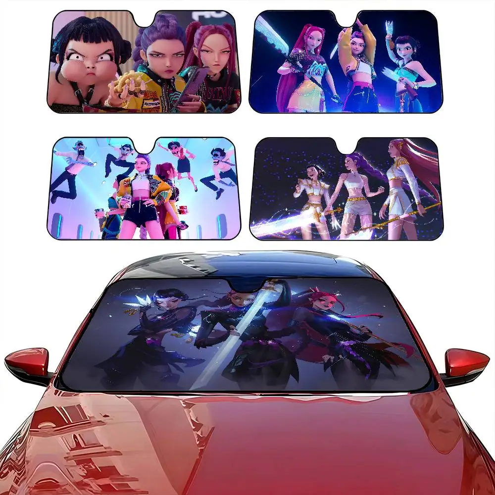 

KPop Demon Hunters Car SunShade Car Window Sunshade Sunblock Front Windshield Hood Interior Front Baffle Double Ring Sunshade