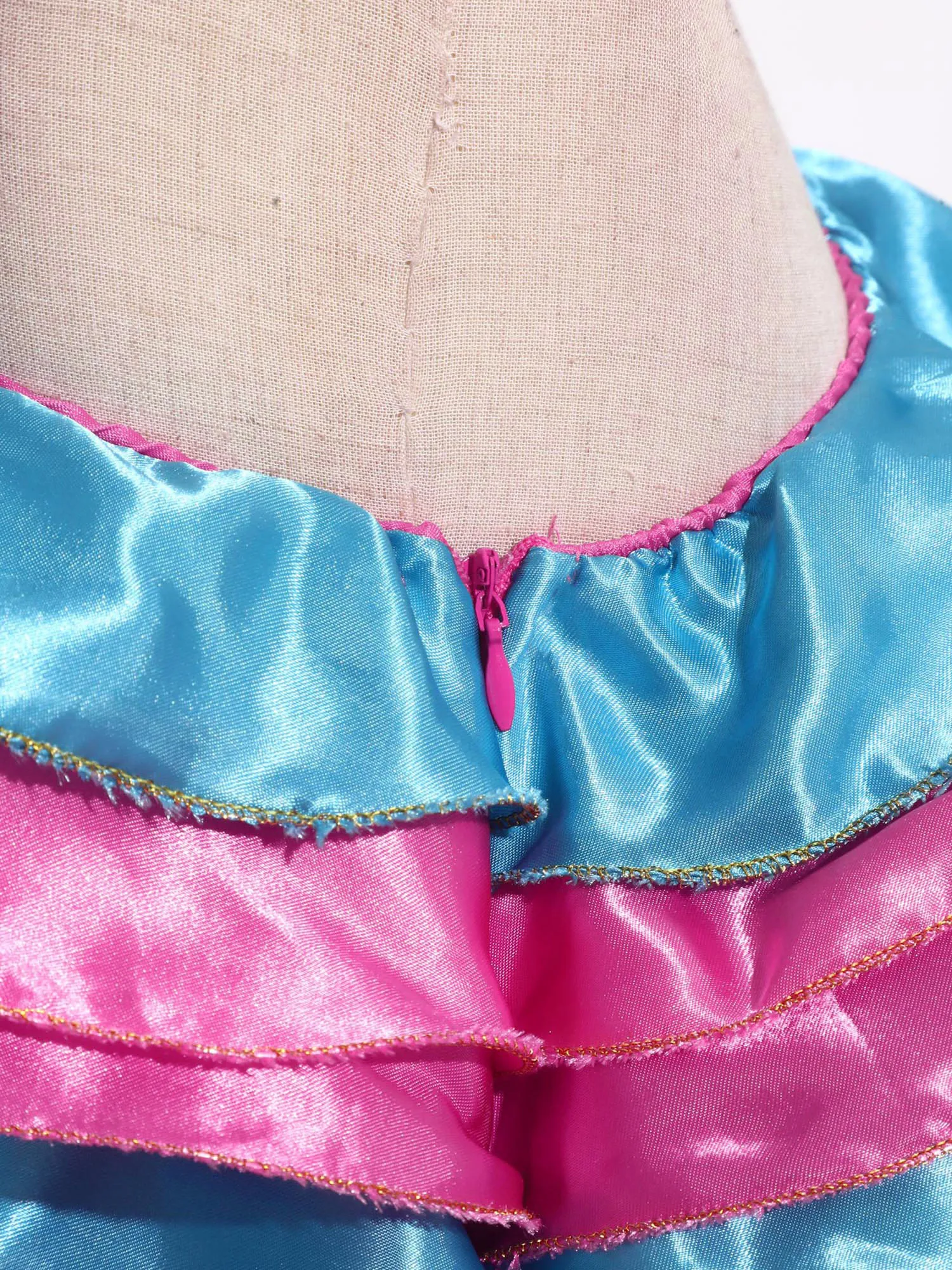 

Kids Girls Ethnic-style Cosplay Brazilian One-shoulder Ruffled Cosplay Roleplay Dress for School Cultural Day Performance Dance