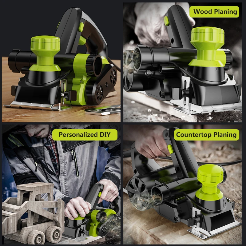 220V 1500W-2000W Pialla a mano elettrica 13000RPM Utensili elettrici per taglio del legno 0-2mm Profondità di taglio regolabile Pialla Kit pialla per la lavorazione del legno