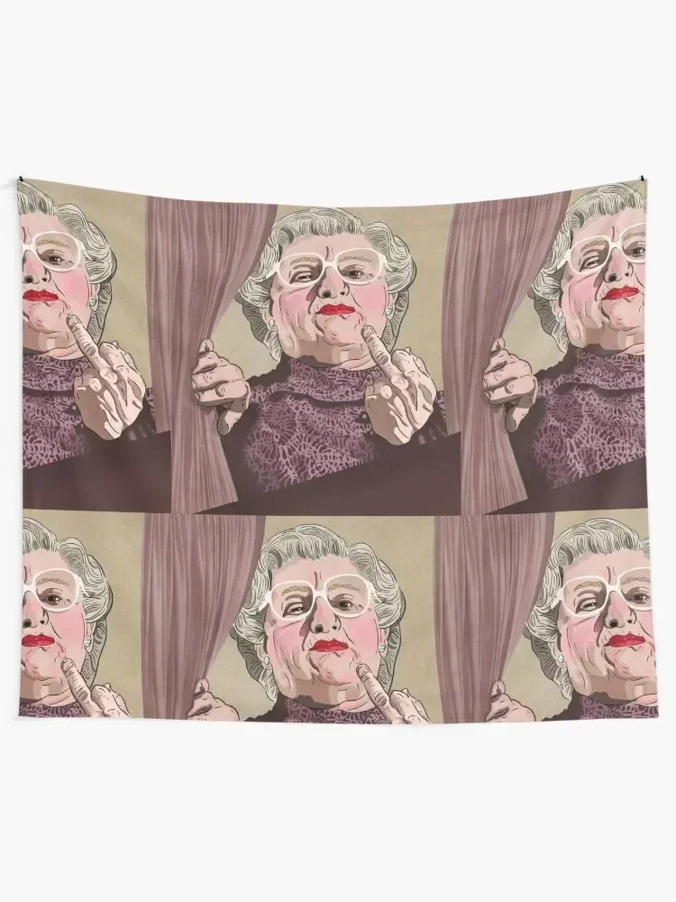 Mrs Doubtfire middle finger - Illustration - Robin Williams - Film Tapestry Cute Decor Room Decor Tapestry