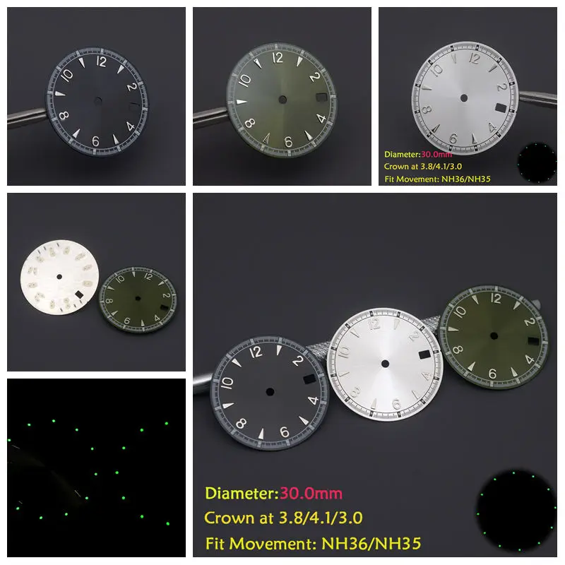 30MM High Quality Stainless Steel Watch Dial Watch Accessories Fit NH35 NH36 Movement Personalized Watch Modification Parts