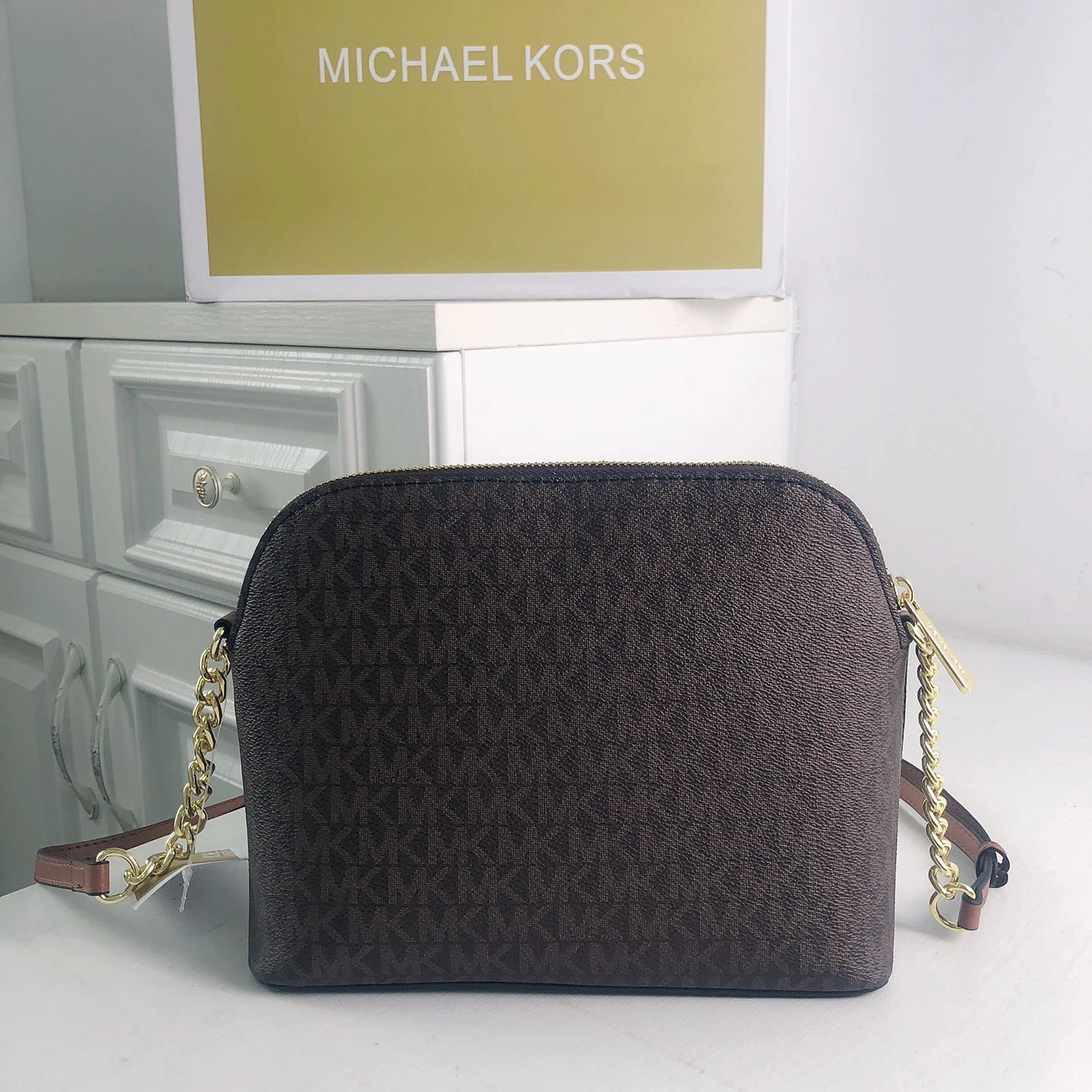 Michael Kors Women's Classic Fashion Shoulder Bag Retro Shell Shape Leather Double Layer Crossbody Bag Handbag Ladies' Gift