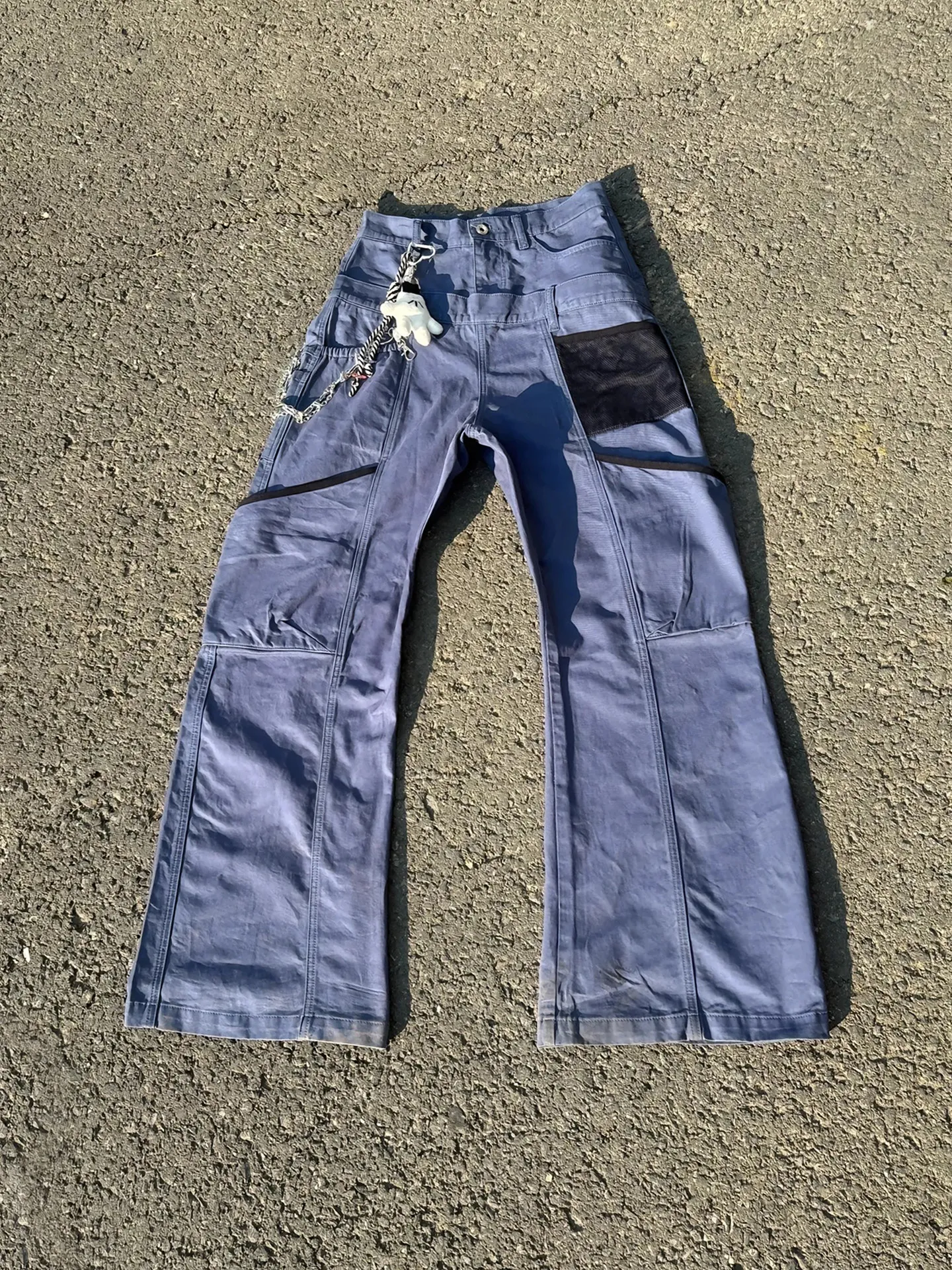 Men's Workwear Pants Straight Leg Multiple Pockets Bent Knife Design Gardener Style American Street Retro Jeans mid Waist