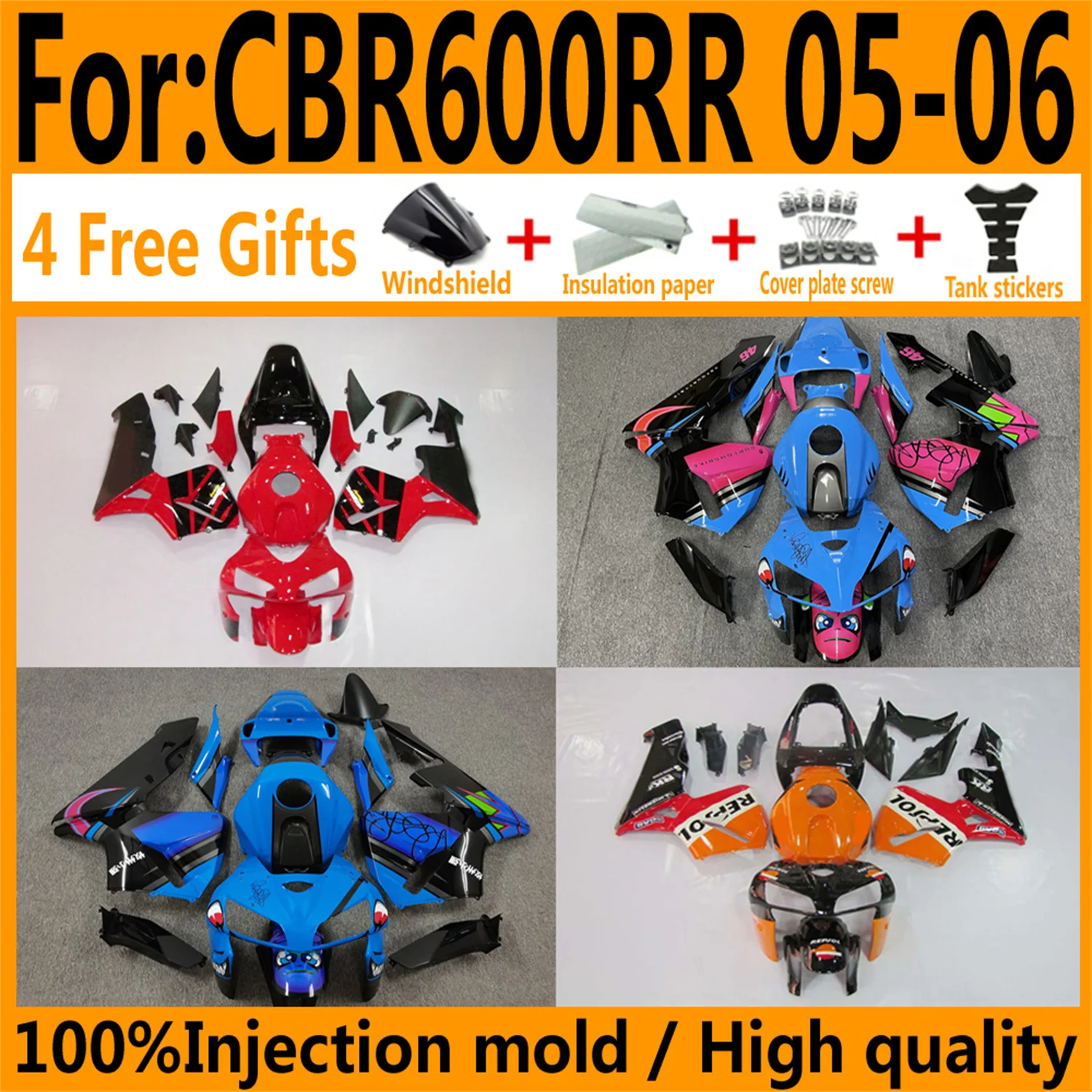 New ABS Motorcycle Whole Fairings Kit fit for CBR600RR F5 2005 2006 CBR600 RR CBR 600RR 05 06 Bodywork full fairing