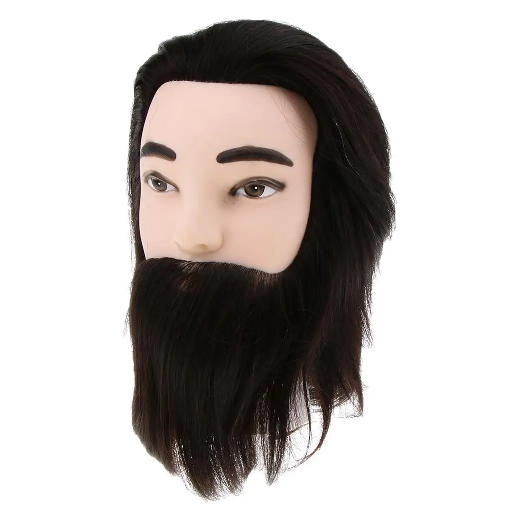 Man % Real Human Hair With Beard, Cosmetology Hairdressing Training Manikin Doll, Suit for Bleaching and Dyeing