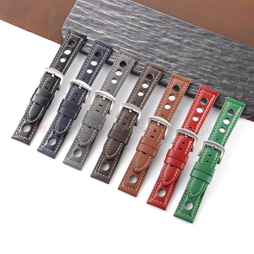 Cowhide Watch Strap Bracelet Vintage Genuine Leather 20mm 22mm 24mm 26mm Watchband Women Men Fashion Watch Band Belt Pin Buckle