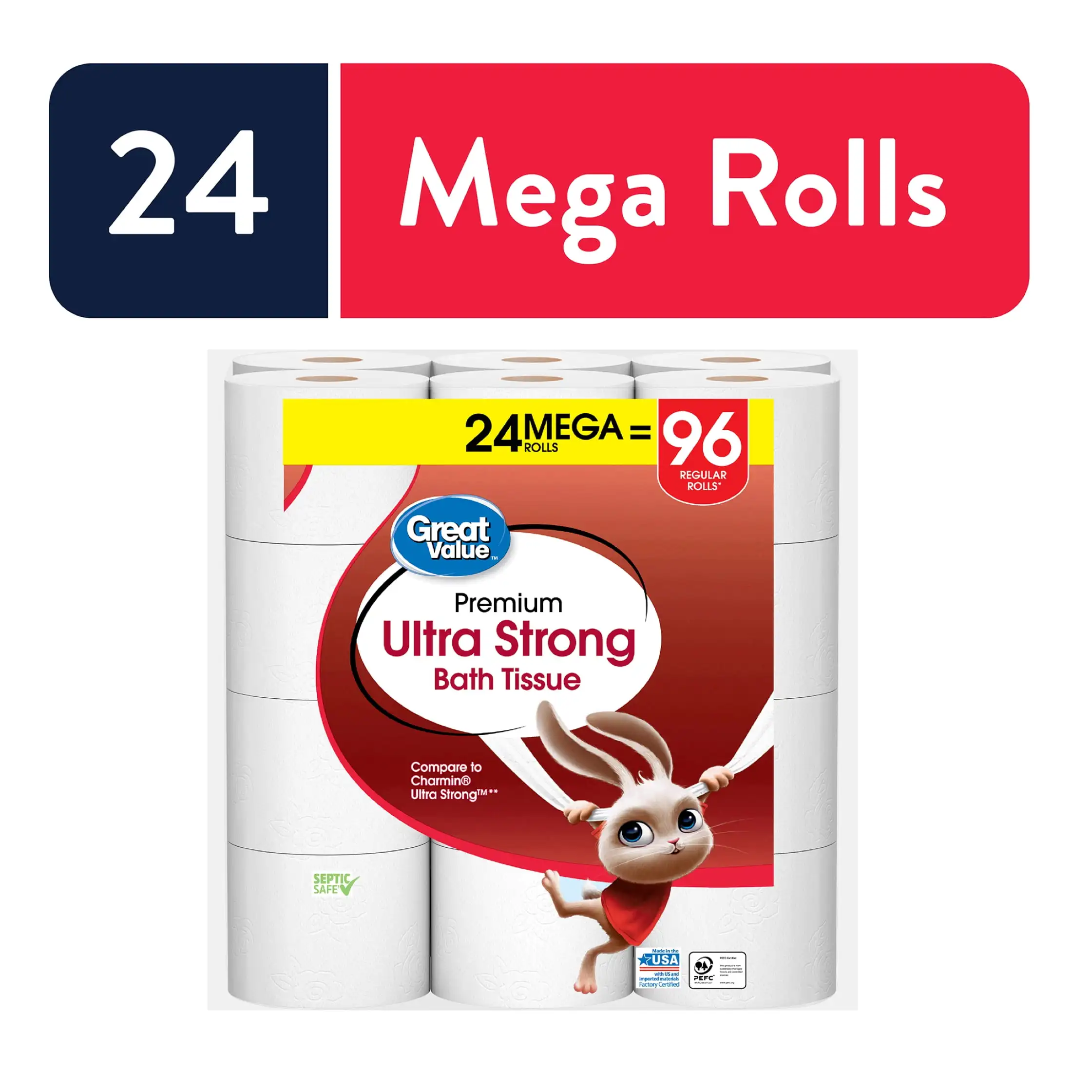 

Ultra Strong 2-Ply Toilet Paper, 24 Mega Rolls