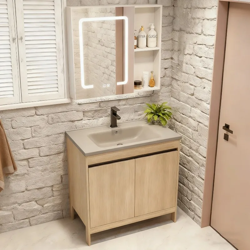 

Modern Bathroom Vanities Sink Bathroom Furniture Toilet Set Floor Standing Cabinets With Light