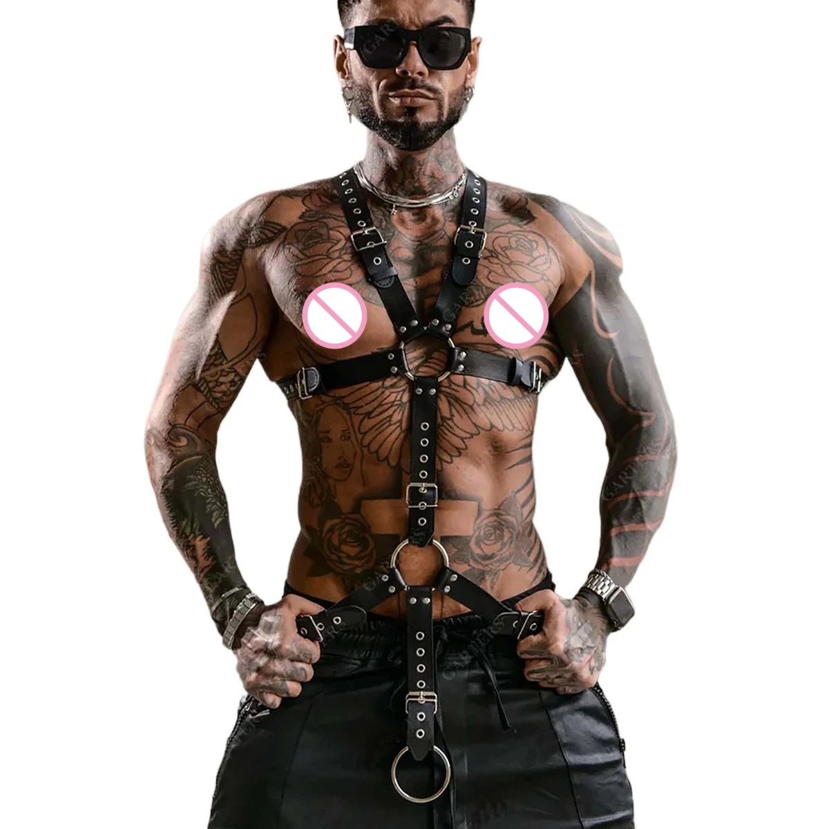 Men Sexy Leather Vest Bondage Lingerie Gay Harness Adjustable Body Chest Harness Full Body  Strap Belt  Exotic Accessorie