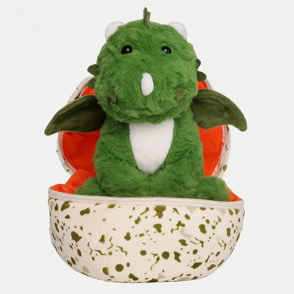 2-in-1 Transformable Green Winged Green Dinosaur Egg peluche-comodo compagno di sonno-coccole e tempo di riproduzione senza fine