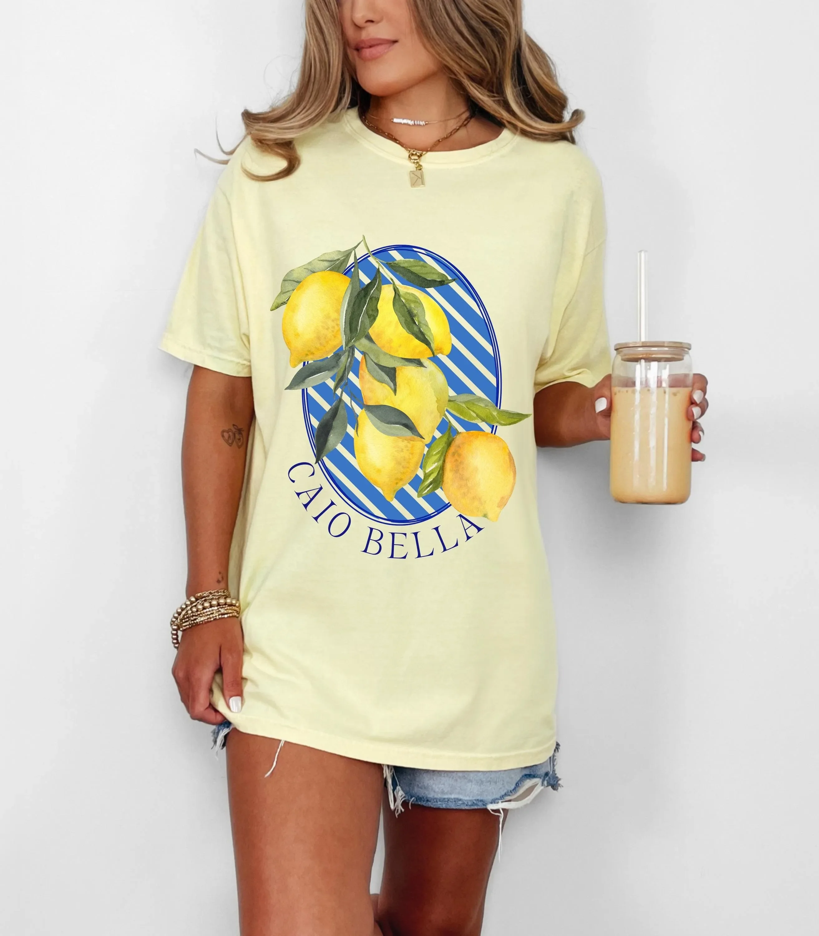 Camiseta Caio Bella Amalfi Lemon: Estilo Preppy, Estética Old Money, Estampa Costeira, Limoncello, Costeira, Vovó, Tomate, Menina