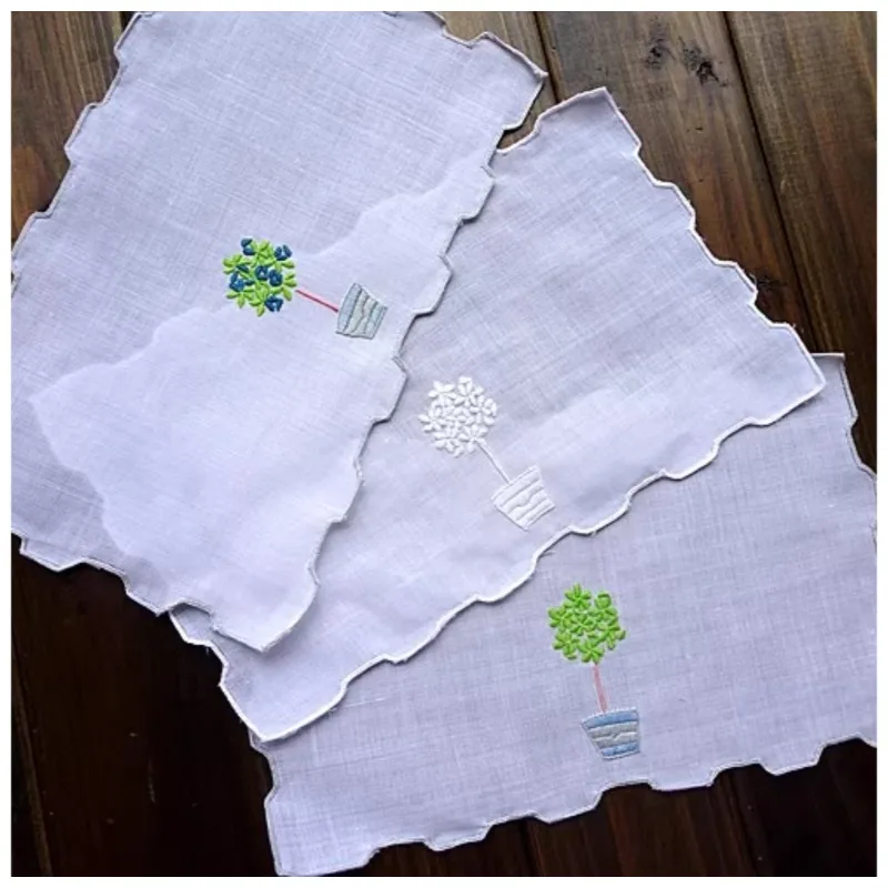 3-個の綿とリネンの手刺繍レトロ生地コースター花瓶マット-15x25cm-diy-アパレルアクセサリー