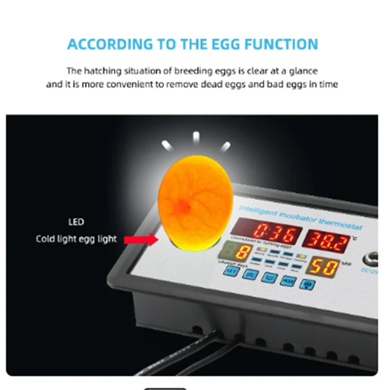 NNR-Smart Thermostat Digital ZFX-W9002 Thermostat Temperature Humidity Control Incubator 360 Automatic Egg Turning 12V