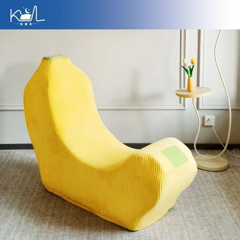 Huge Banana Shaped Lazy Sofa Vacuum Compressed Retro Corduroy Fabric Sofa Boneless Couch for Small Living Room