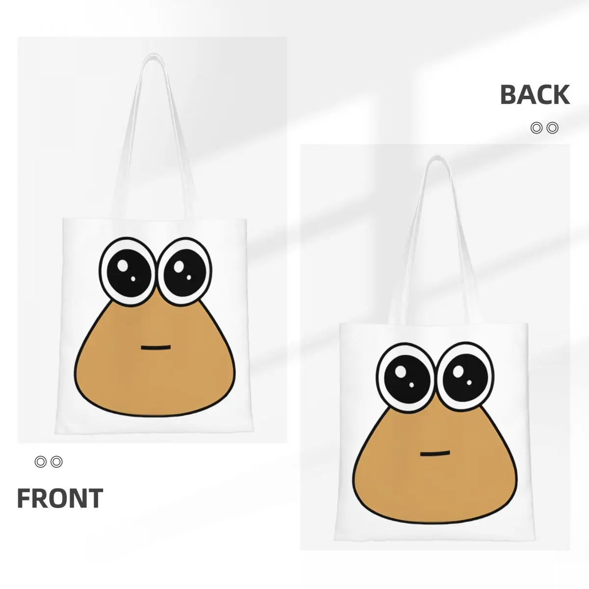 My Pet Alien Pou Canvas Tote Bag Simple Style Large Capacity Shopping Bag for Women Student Bags