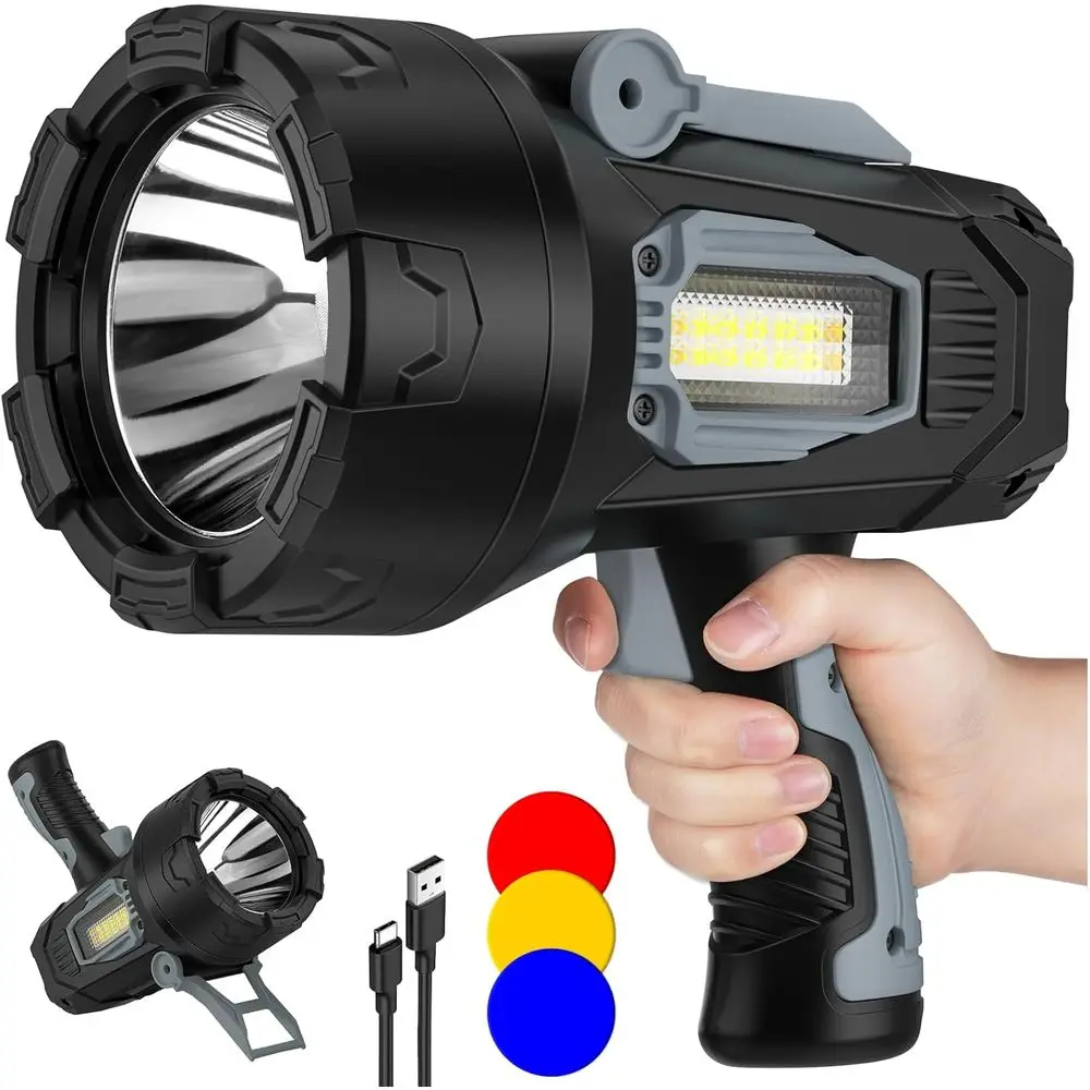 

Перезаряжаемый прожектор 99000 люмен, уличный, с COB-подсветкой и портативной подставкой, 10000 мАч, длительное время работы, ручной, для рыбалки и охоты