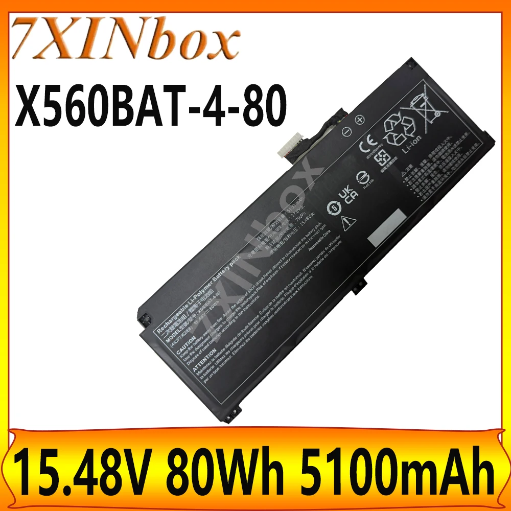 

7XINbox 80Wh high capacity For Clevo X560BAT-4-80 15.48V 5100mAh Laptop battery 41CP7/62/68 brand new