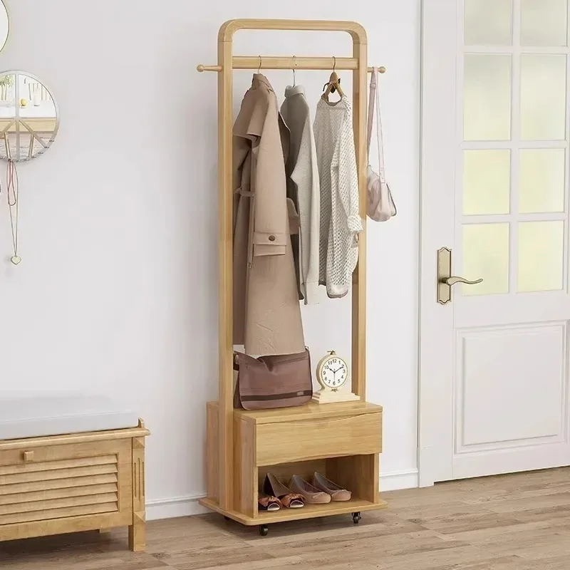 رف معطف من الخشب الصلب الاسكندنافي، مرآة مناسبة مع خزانة أحذية، شماعة غرفة النوم، رف بسيط، غرفة المعيشة المنزلية