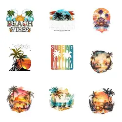 25CM Summer Palm Tree Iron-On Transfers For Clothing Heat Transfer Diy Hoodies Clothes Stickers Stickers On The Fabric Man Woman