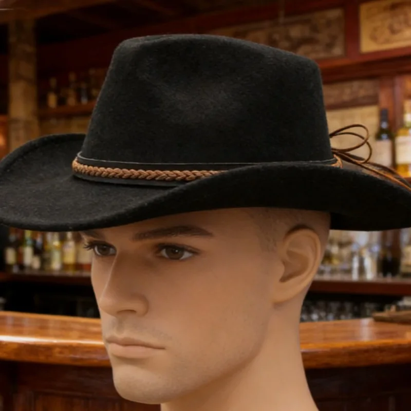Vintage Black Wool Fedora Hat for Men Women Retro Cap Fashion Statement