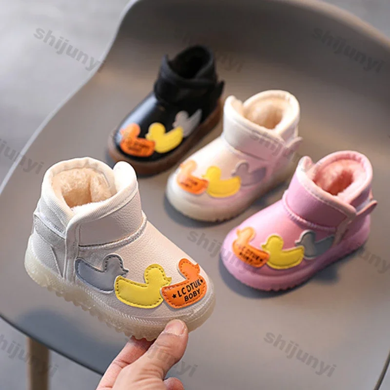 Children Snow Boots Winter Warm Thick Bottom Girls Plush Cotton Boots New Fashion Non-slip Casual Shoes Comfortable Kids Boot