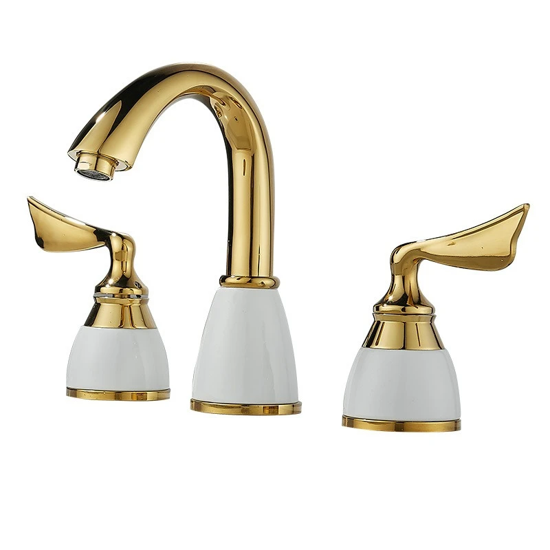 Split basin faucet three-piece set of hot and cold three-hole ceramic wash basin