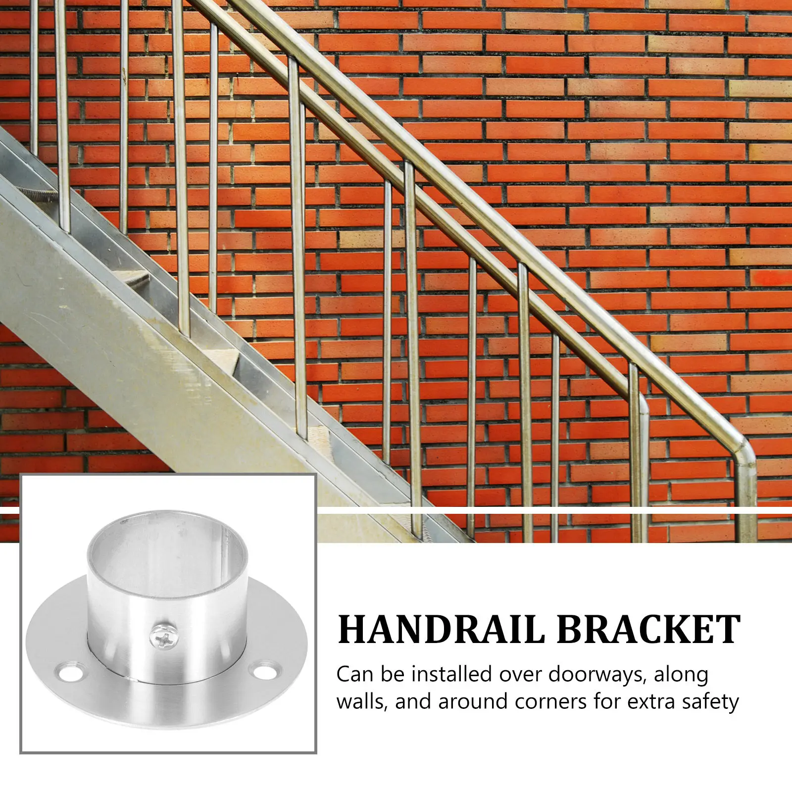 2Pcs Metal Handrail Bracket Heavy Duty Wear-Resistant Sturdy Wall Mounted Stair Railing Support for Home Restaurant School