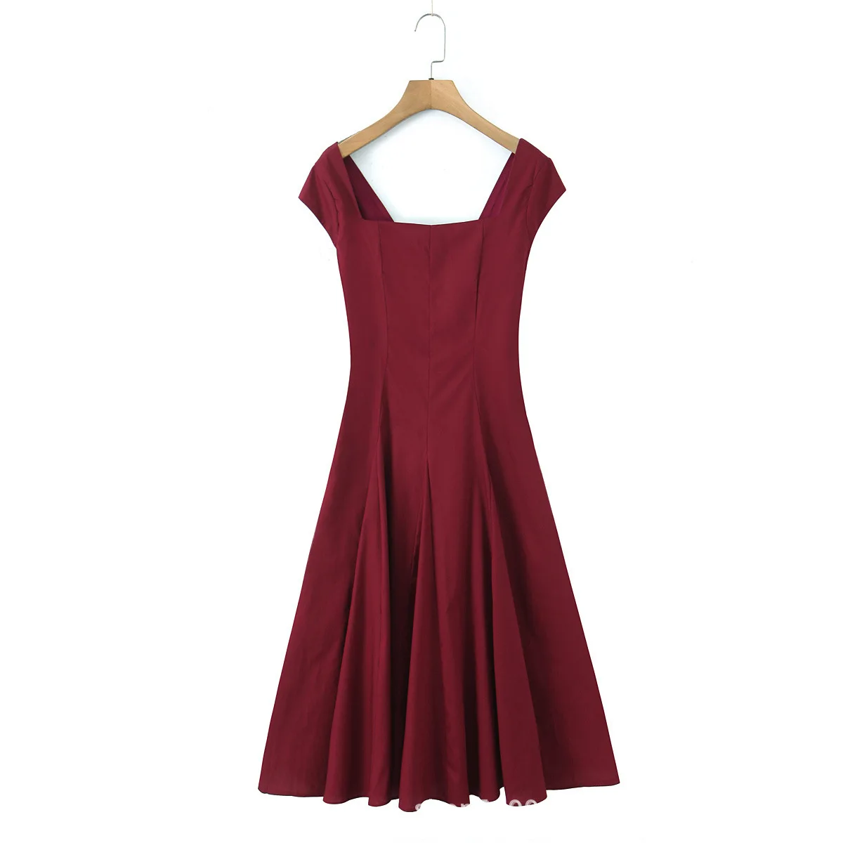 French Romantic Square Neck Ruched Back Lace Up Medium Long Prom Party Dress