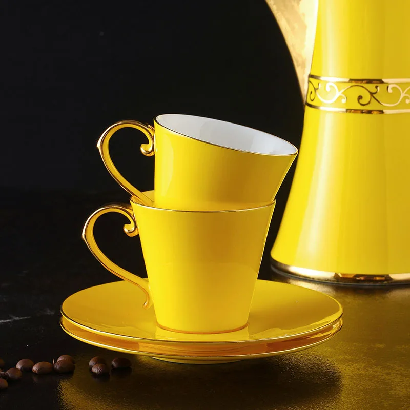 

Bright High-Grade Bone China Ceramics Red / Yellow Colour Cup Gift for Young Man Woman Lovers Birthday Coffee Cup Tableware