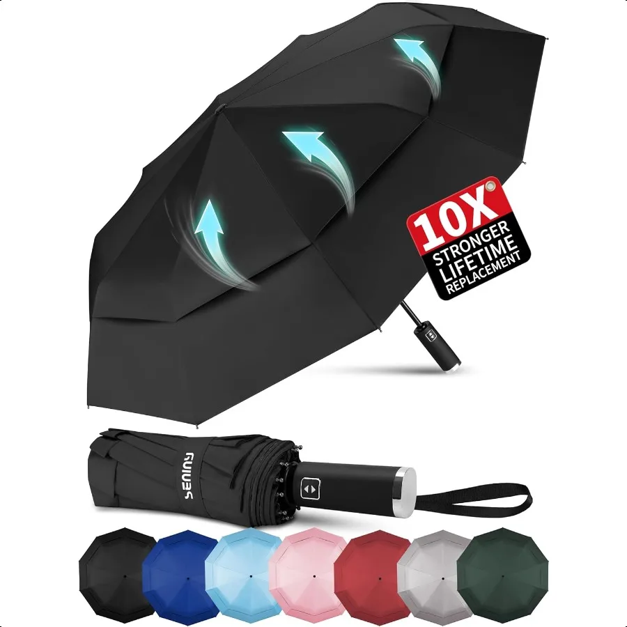 

Ветрозащитный дорожный зонт с двойным вентиляционным навесом, большие зонты от дождя, автоматический компактный зонт для автомобиля, рюкзак, портативный Po