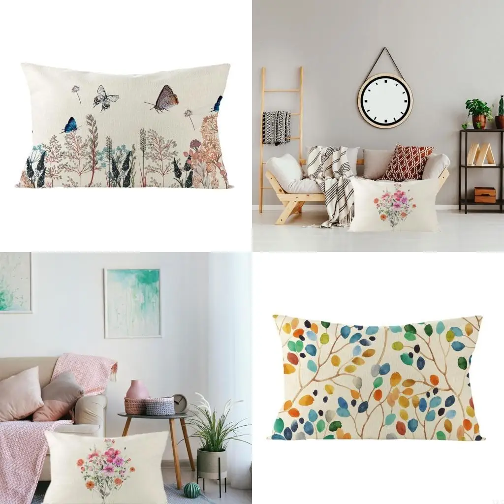 

Rectangle Pillow Cover 12x20inch Flower Plant Spring Decorations Throw Farmhouses Pillowcase Waist Cushions Case Decors X3UC