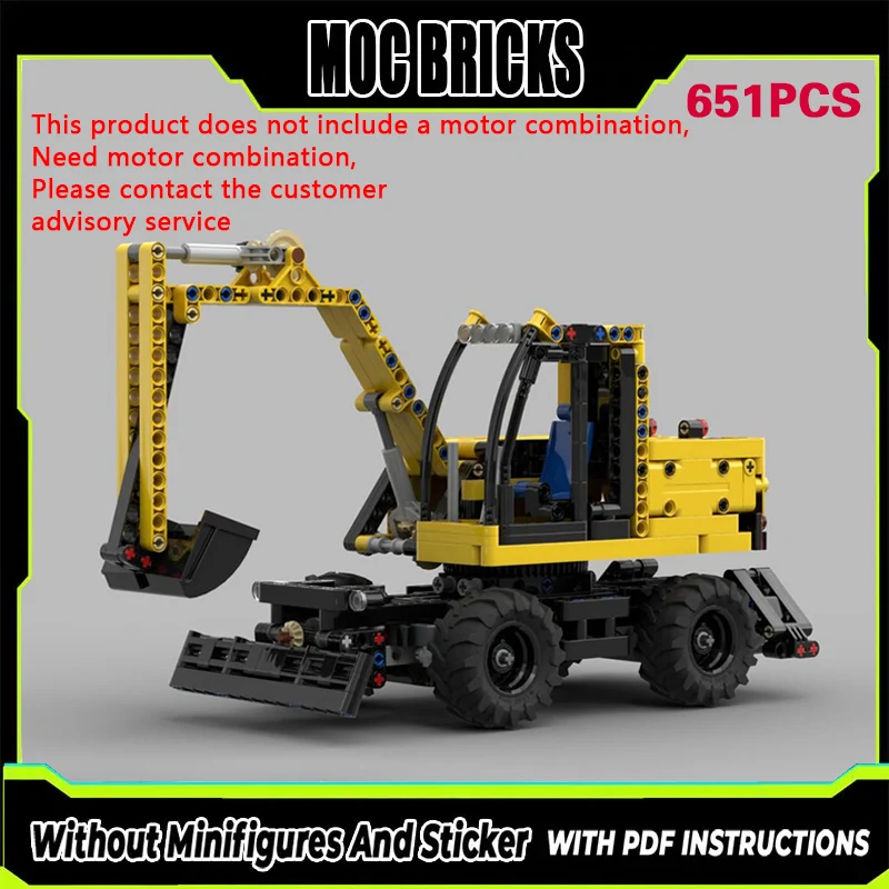 

City Car Model MOC Building Bricks Classic Wheeled Excavator Modular Technology Gifts Holiday Assemble Children Toys Suit