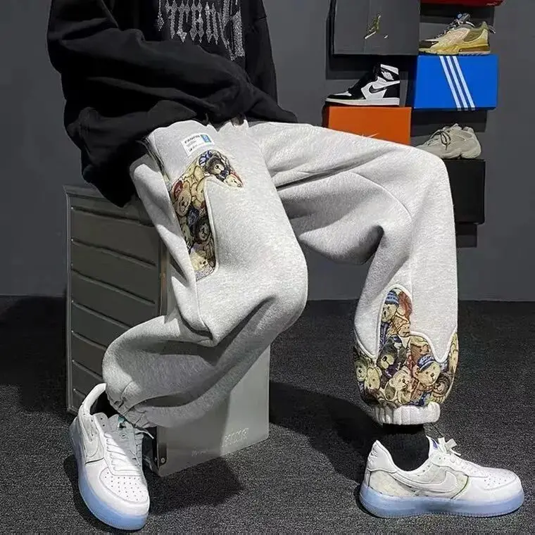 

Men Kawaii Bears Sweatpants 2022 Women Small Cartoon Print Harajuku Joggers Pants Male Baggy Casual Streetwear Trousers New