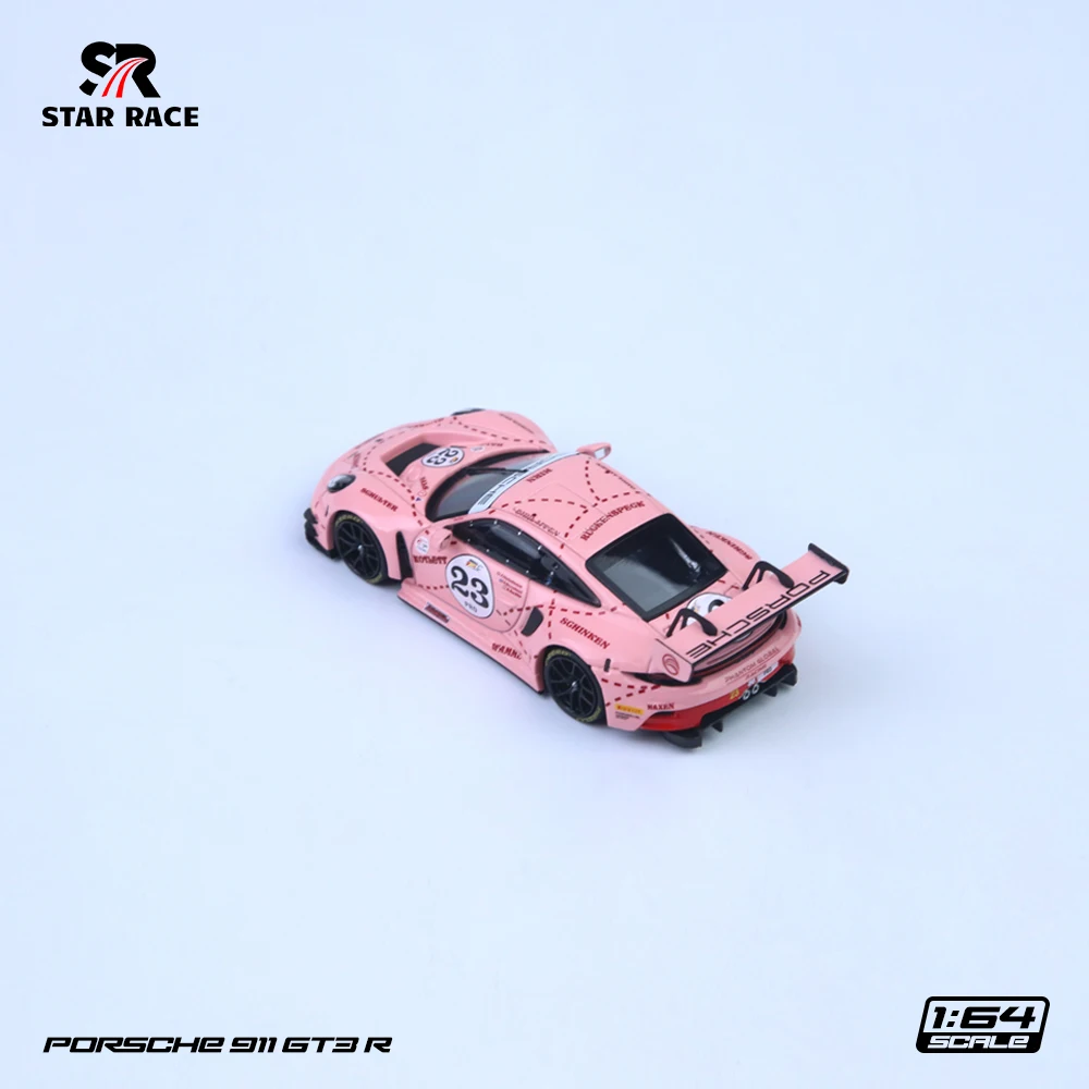 STAR RACE 1/64 Prosche 911 GT3 R - Regalo modello di auto in lega di maiale rosa