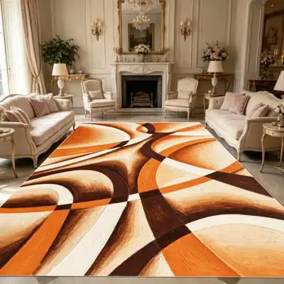Large Area Rug Luxury Geometric Curves Pattern Anti Slip Washable Floor Carpet for Bedroom Bedside Coffee Table Home Decor