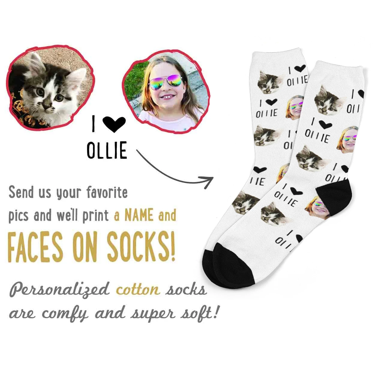 

Custom Face Socks Heart And Love Personalized Photo Socks Colorful Socks for Men Women Funny Novelty Socks Gifts