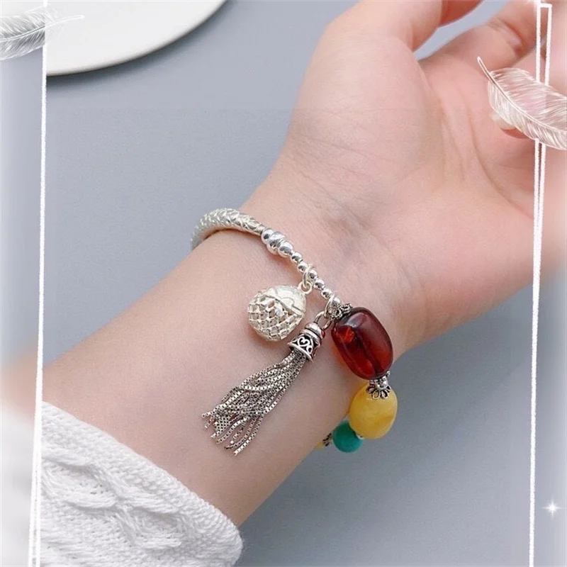 

Sterling Silver Bracelet S925 For Woman Female Girl Original Manual Lovers Retro Style Popular Gift Fashion Boutique Jewelry