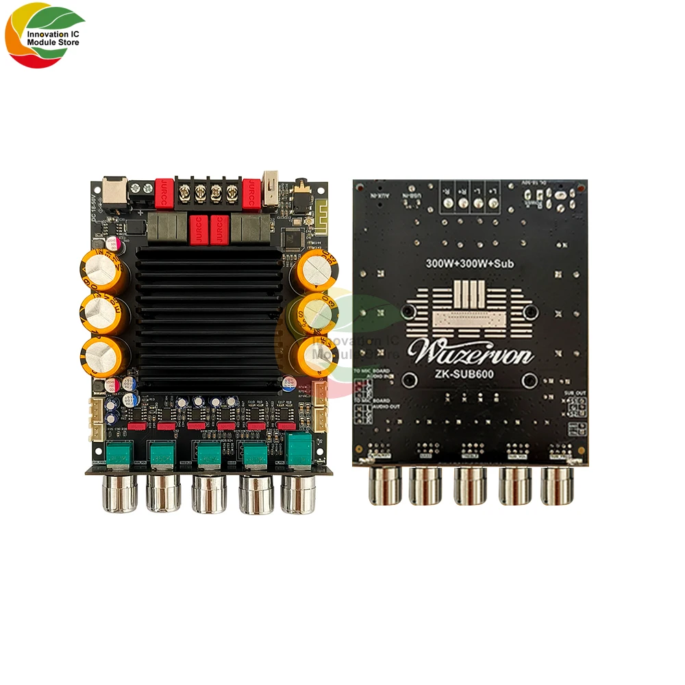 

ZK-SUB600 DC 18-50V With Subwoofer Extension Bt Amplifier Board Amplifier Chip Tpa3255 2.0+Channel Power 300W+300W+Sub
