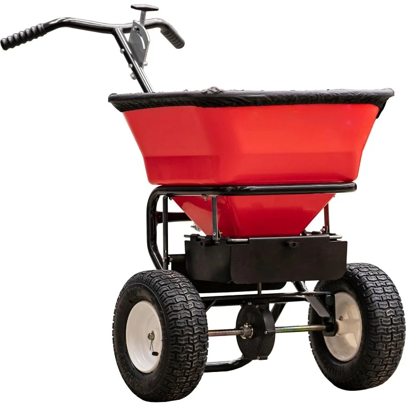 3039632R Grounds Keeper Commercial Walk Behind Push Spreader, 100lb Capacity For Salt, Ice & Snow Melt, Included Grate & Cover