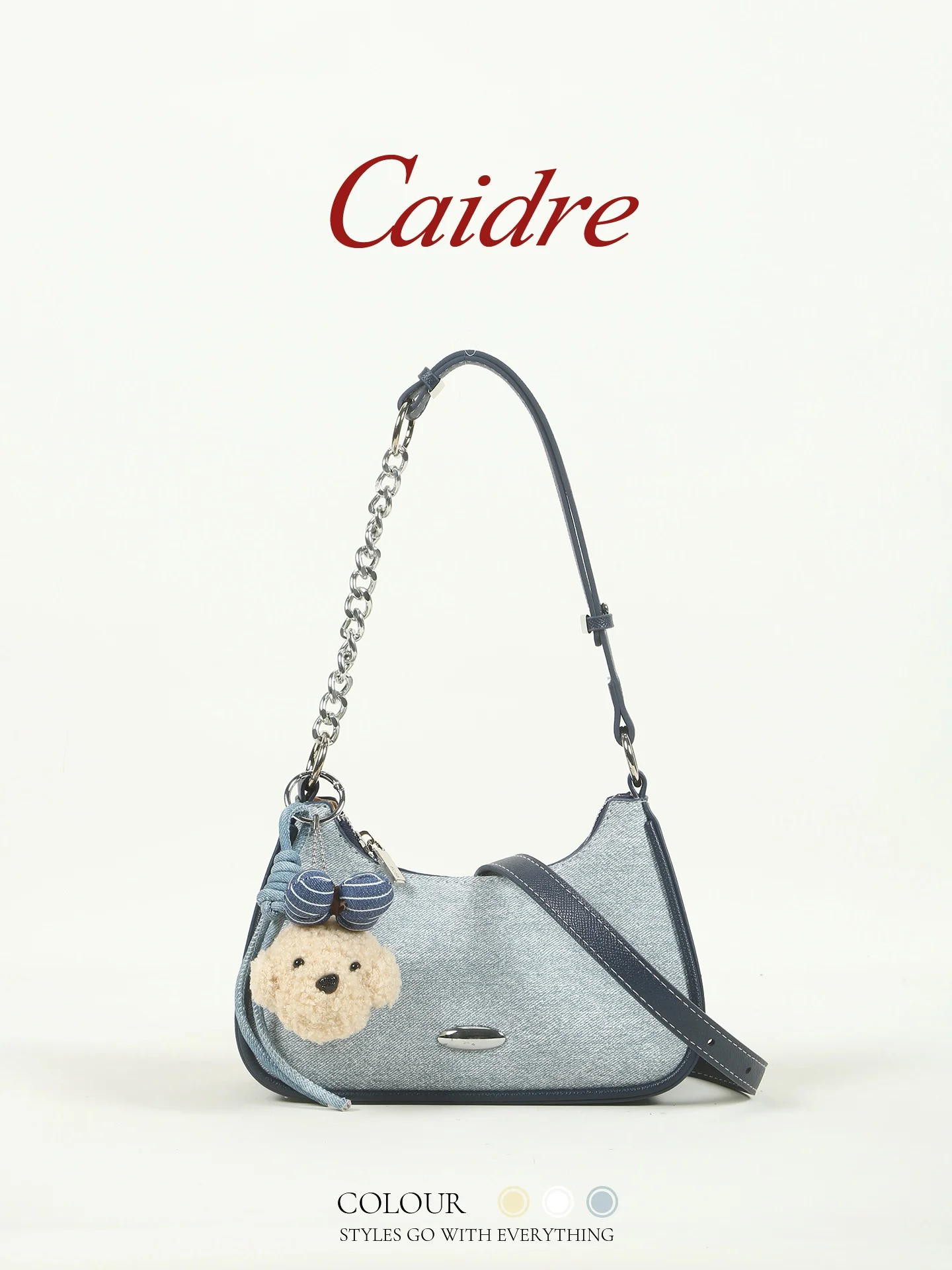 Caidre Women's Denim Chain Shoulder Underarm Bag 2026 New Office Handbag Small Crossbody Bag Fashionable Korean Style