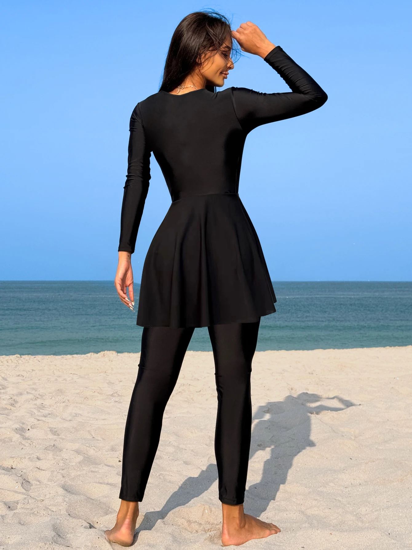 Peachtan balck beach swimwear women muslim swimwear 2024 long sleeve swimsuit bathing suits beachwear outfits woman summer