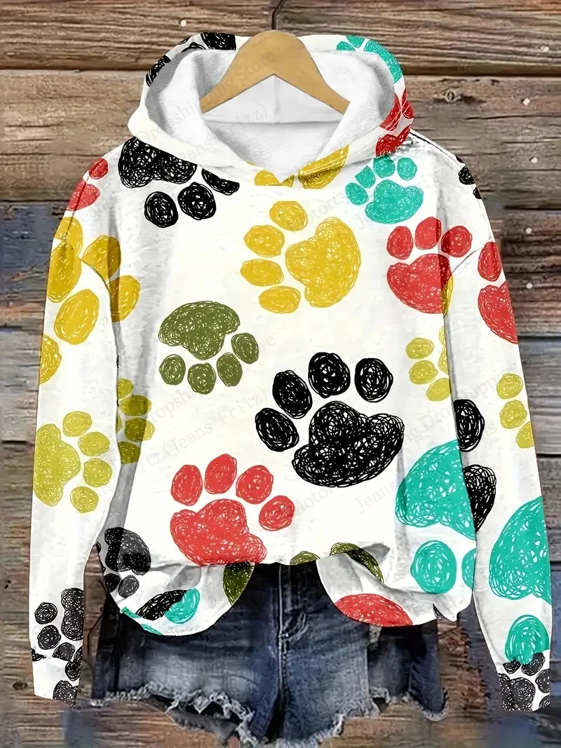 Women Fashion Oversized Hoodie Sweatshirt Women Sweats Female Hoodie Falls Women Hoodies Plus Size Cute Cat Paw 3d Print Hoodie