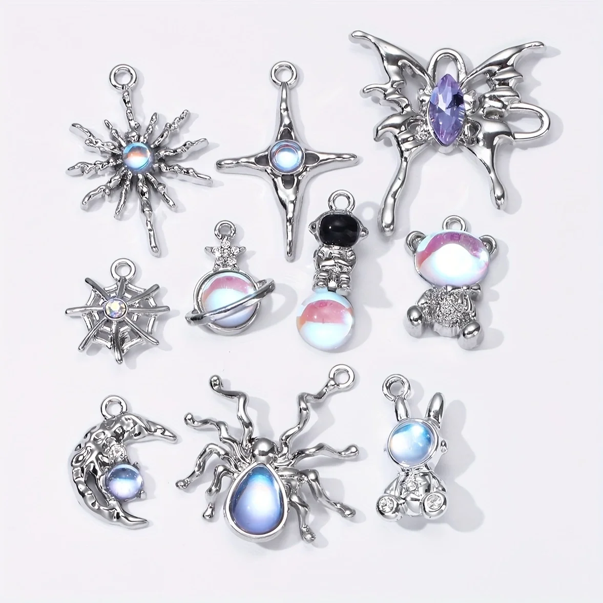 5pcs New Moon Star Enamel Charms Astronaut Spider Y2K Style Glaring Pendants For Making DIY Jewelry Findings Handmade