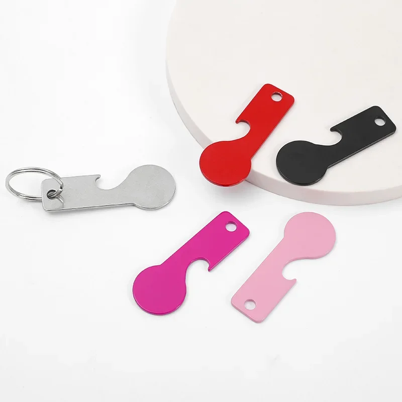 سلاسل المفاتيح الملونة سوبر ماركت رمز عربة التسوق تسميات مكافحة فقدان سلاسل المفاتيح المعدنية للتخصيص شعار الليزر مجوهرات اكسسوارات #3